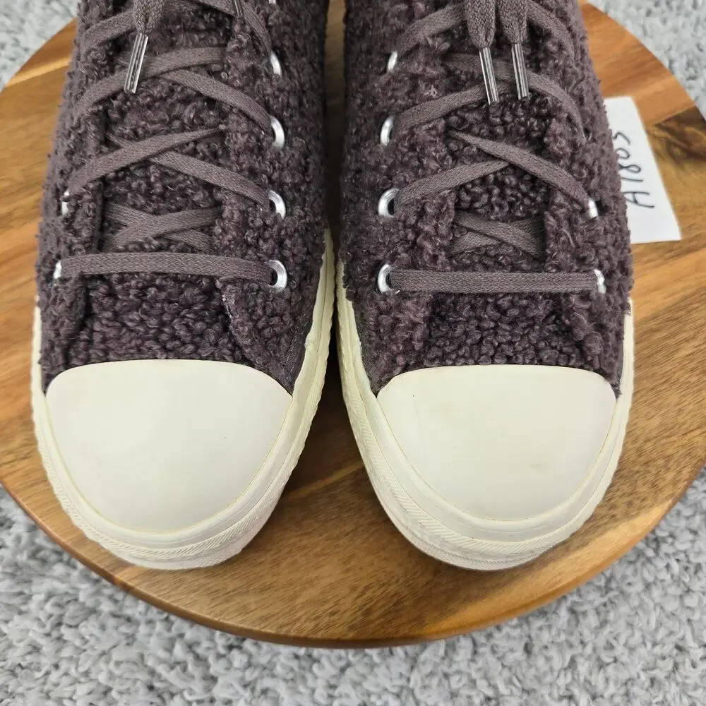Converse Womens 10 CTAS Chuck Taylor All Star Platform Low Cozy Sherpa Mauve Y2K